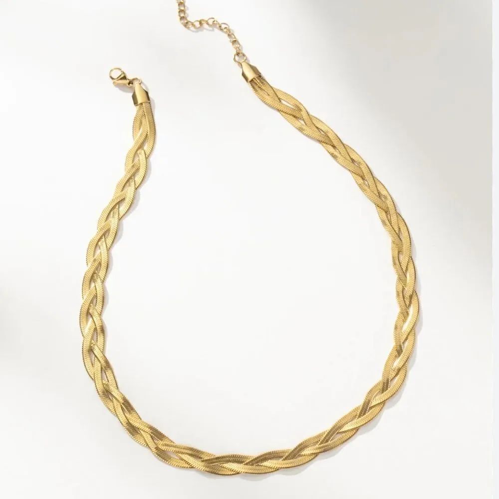 Gold Braided Necklace A1042